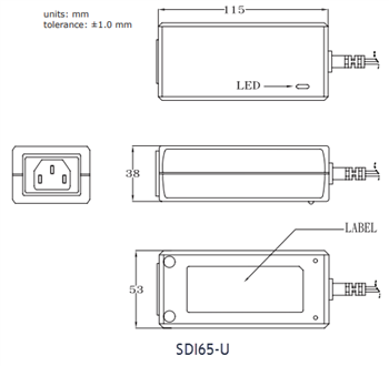 機械図面 - CUI Inc SDI65電源